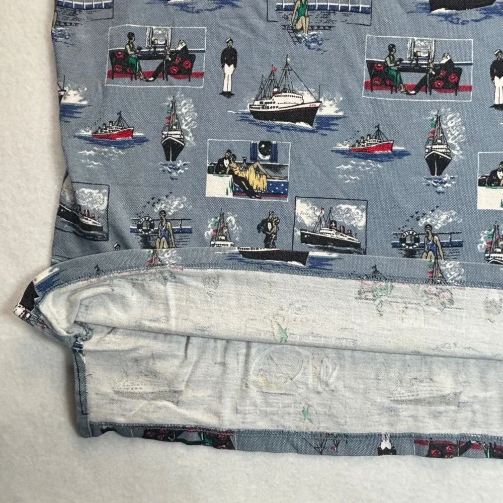 VTG 80s Ralph Lauren‎ Polo Shirt Blue Cruise Ship Nautical Sailing Yacht XXL
